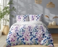 Pościel Bawełniana 180x200cm Kwiaty niebieskie fiołkowe na jasnym tle 