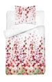 Pościel Bawełniana 140x200cm Kwiaty czerwone na jasnym tle   