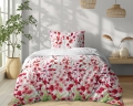 Pościel Bawełniana 140x200cm Kwiaty czerwone na jasnym tle   