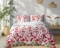 Pościel Bawełniana 180x200cm Kwiaty czerwone na jasnym tle 