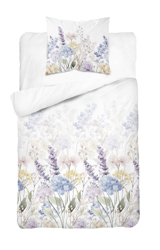 Pościel Bawełniana 140x200cm Kwiaty pastelowe na jasnym tle  