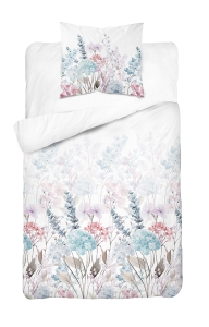 Pościel Bawełniana 140x200cm Kwiaty pastelowe na jasnym tle  