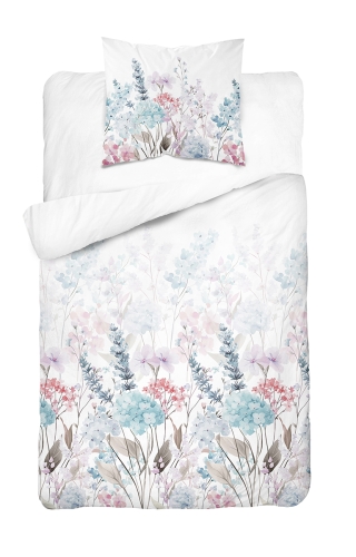 Pościel Bawełniana 140x200cm Kwiaty pastelowe na jasnym tle  