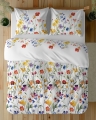 Pościel Bawełniana 180x200cm Kwiaty kolorowe na jasnym tle 