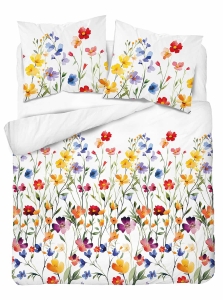 Pościel Bawełniana 180x200cm Kwiaty kolorowe na jasnym tle 