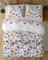 Pościel Bawełniana 180x200cm Kwiaty kolorowe na jasnym tle 