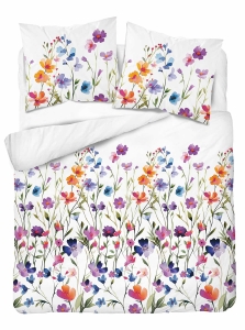 Pościel Bawełniana 180x200cm Kwiaty kolorowe na jasnym tle 