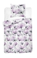 Pościel Bawełniana 140x200cm Kwiaty fiołkowe na jasnym tle  