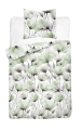 Pościel Bawełniana 140x200cm Kwiaty zielone na jasnym tle