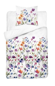 Pościel Bawełniana 140x200cm Kwiaty kolorowe na jasnym tle 