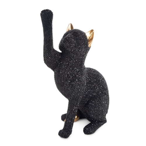 Figurka z żywicy poliestrowej Kot 14 x 8 x 22 cm czarna 