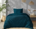 Pościel Satynowa 140x200 Gładka w Pasy Premium Turkus