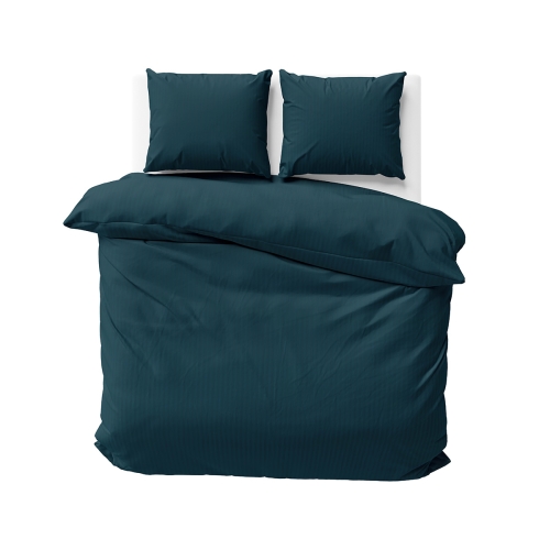 Pościel Satynowa 160x200 Gładka w Pasy Premium Turkus