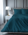 Pościel Satynowa 160x200 Gładka w Pasy Premium Turkus