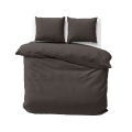 Pościel Satynowa 220x200 Gładka w Pasy Premium Ciemny Brąz Mocha