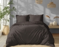 Pościel Satynowa 220x200 Gładka w Pasy Premium Ciemny Brąz Mocha