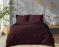 Pościel Satynowa 220x200 Gładka w Pasy Premium Burgund Wino