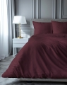 Pościel Satynowa 180x200 Gładka w Pasy Premium Burgund Wino