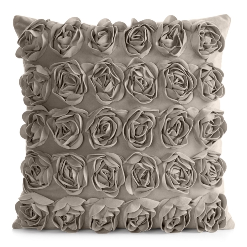 Poszewka 45x45 Roses Welwetowa Róże kwiatowa beżowa