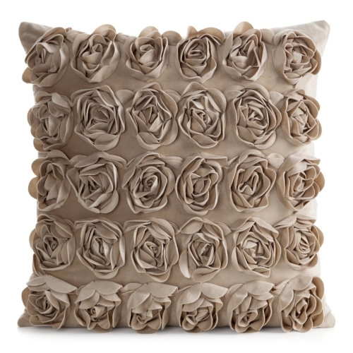 Poszewka 45x45 Roses Welwetowa Róże kwiatowa ciemna beżowa 