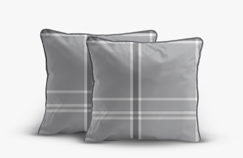 Poszewka Perkal z bawełny 40x40 kratka szara 2szt. Premium 