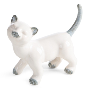 Figurka z glinki ceramicznej Kot 21 x 9 x 18 cm kremowa
