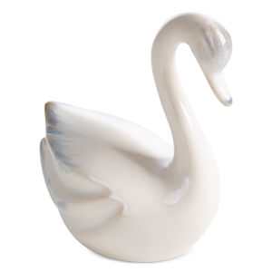 Figurka z glinki ceramicznej Łabędź 13 x 7 x 15 cm kremowa 