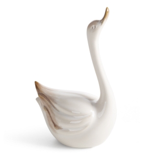Figurka z glinki ceramicznej Łabędź 15 x 5 x 20 cm kremowa 