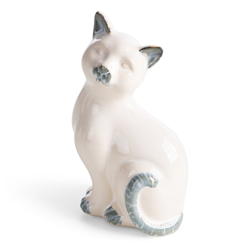 Figurka z glinki ceramicznej Kot 11 x 9 x 19 cm kremowa 