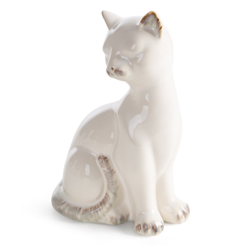 Figurka z glinki ceramicznej Kot 12 x 9 x 20 cm kremowa  