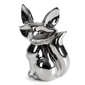Figurka z glinki ceramicznej Lisek 13 x 9 x 19 cm srebrny