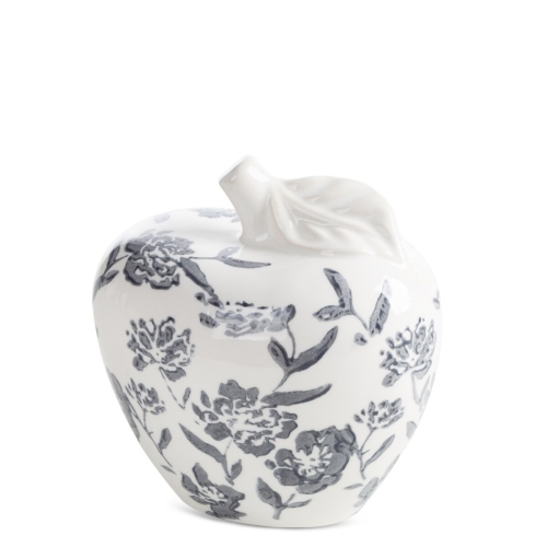 Figurka z glinki ceramicznej Jabłko 13 x 9 x 13 cm biała / granatowa