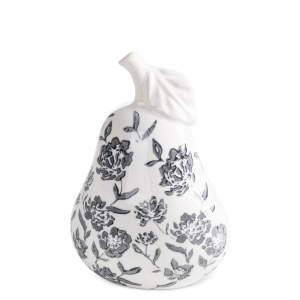 Figurka z glinki ceramicznej Gruszka 15 x 9 x 21 cm biała / granatowa
