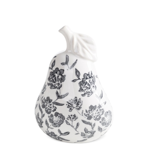 Figurka z glinki ceramicznej Gruszka 15 x 9 x 21 cm biała / granatowa