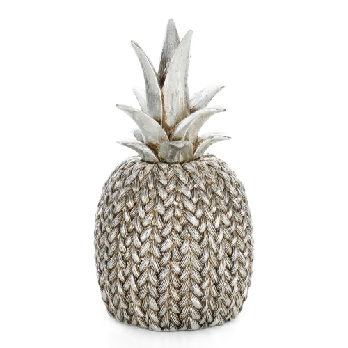 Figurka z żywicy poliestrowej Ananas 12 x 12 x 21cm srebrna/złota 