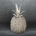 Figurka z żywicy poliestrowej Ananas 12 x 12 x 21cm srebrna/złota 