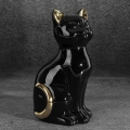 Figurka z glinki ceramicznej Koty 11 x 9 x 20 cm czarna ze złotym