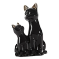 Figurka z glinki ceramicznej Koty 15 x 11 x 22 cm czarna ze złotym