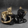 Figurka z glinki ceramicznej Koty 20 x 11 x 12 cm czarna ze złotym