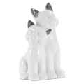 Figurka z glinki ceramicznej Koty 11 x 9 x 20 cm biała ze srebrnym 