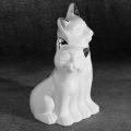 Figurka z glinki ceramicznej Koty 11 x 9 x 20 cm biała ze srebrnym 