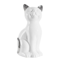 Figurka z glinki ceramicznej Koty 11 x 9 x 20 cm biała ze srebrnym