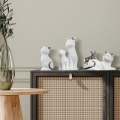 Figurka z glinki ceramicznej Koty 11 x 9 x 20 cm biała ze srebrnym