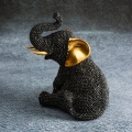 Figurka z żywicy poliestrowej Słoń 14 x 12 x 18 cm czarna  