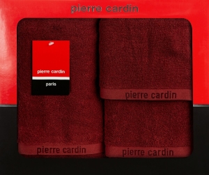 Komplet ręczników w pudełku Evi 3cz. ciemny czerwony 430g/m2 Pierre Cardin  
