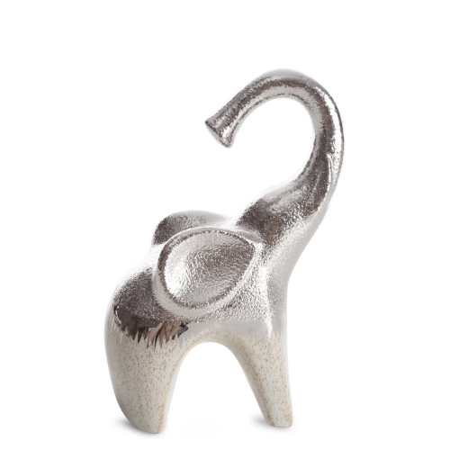 Figurka z glinki ceramicznej Słoń 13 x 8 x 20 cm srebrna  