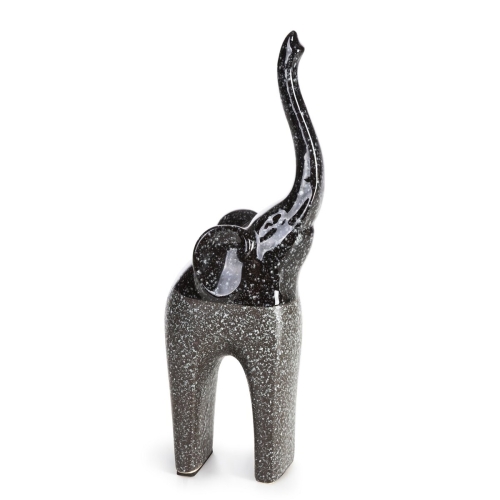 Figurka z glinki ceramicznej Słoń 11 x 7 x 30 cm stalowa