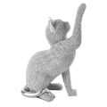 Figurka z żywicy poliestrowej Kot 14 x 8 x 22 cm srebrna  
