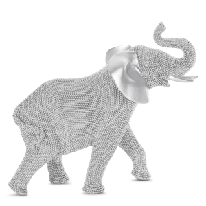 Figurka z żywicy poliestrowej Słoń 30 x 13 x 26 cm srebrna  