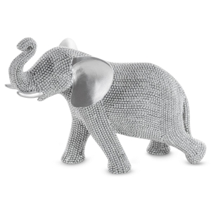 Figurka z żywicy poliestrowej Słoń 24 x 12 x 19 cm srebrna   